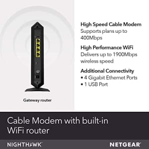 NETGEAR Nighthawk AC1900 (24x8) DOCSIS 3.0 WiFi Cable Modem Router Combo (C7000) for Xfinity from for $120