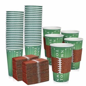 Gamenote Football Cups 16OZ 50PCS Super Bowl Football Solo Themed Disposable Cups with Sleeves (50 for $8 Gamenote Football Cups 16OZ 50PCS Super Bowl Football Solo Themed Disposable Cups with Sleeves (50 for $8