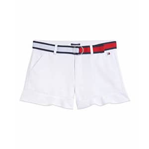 Tommy Hilfiger Girls' Twill Shorts, Ruffle White, 12 for $16