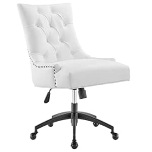 Modway Regent Tufted Vegan Leather Swivel Office Chair in Black White for $244