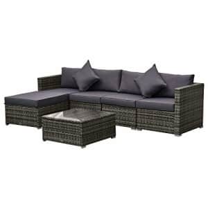 Outsunny 6 Pieces Outdoor Rattan Sofa Set, Sectional Conversation Patio Furniture Set with Cushions for $724