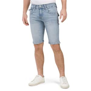 True Religion Men's Ricky Clean Edge Shorts with Flap, Light Wash, 36 for $60