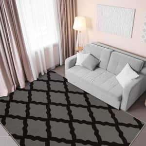 Ottomanson Glamour Collection Non-Slip Rubberback Moroccan Trellis Design 5x7 Indoor Area Rug, 5' x for $31