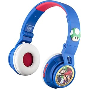 eKids Super Mario Kids Bluetooth Headphones, Wireless Headphones with Microphone Includes Aux Cord, for $29