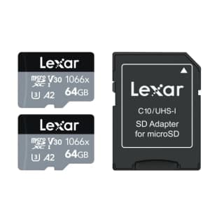 Lexar Professional 1066x 64GB (2-Pack) microSDXC UHS-I Card w/SD Adapter Silver Series, Up to for $23