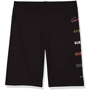 GUESS Girls' Big Side Logo Organic Stretch Jersey Biker Shorts, Jet Black, 8 for $15