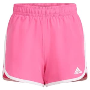 adidas Girls' Elastic Waistband Retro Woven Gym Shorts, Dark Pink for $9 adidas Girls' Elastic Waistband Retro Woven Gym Shorts, Dark Pink for $9