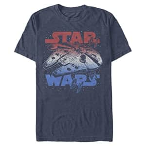 STAR WARS Big & Tall Star Spangled Falcon Men's Tops Short Sleeve Tee Shirt, Navy Blue Heather, for $19