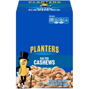 Planters Salted Cashews 18-Pack 1.5-oz. Bags for $13