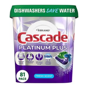 Cascade Platinum Plus ActionPacs 81-Count Dishwasher Detergent Pacs for $18 for members
