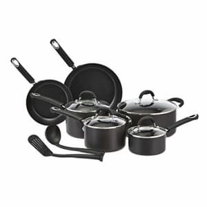 Amazon Basics Hard Anodized Non-Stick 12-Piece Cookware Set, Black - Pots, Pans and Utensils for $91
