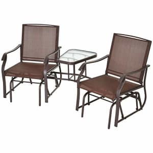 Outsunny Outdoor Glider Chairs with Coffee Table, Patio 2-Seat Rocking Chair Swing Loveseat with for $175