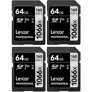Lexar LSD1066064G 64GB SDXC 1066X Memory Card - (4-Pack) for $79 Lexar LSD1066064G 64GB SDXC 1066X Memory Card - (4-Pack) for $79