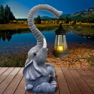 Elephant Garden Statue with Solar for $22