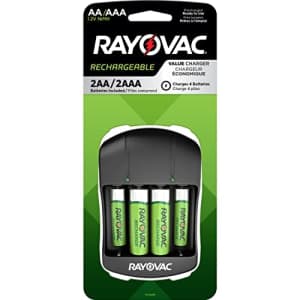 Rayovac AA and AAA Batteries, Double A and Triple A Rechargeable Batteries with Battery Charger, 2 for $24