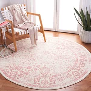 SAFAVIEH Adirondack Collection 4' Round Ivory / Rose ADR109H Oriental Distressed Non-Shedding for $40
