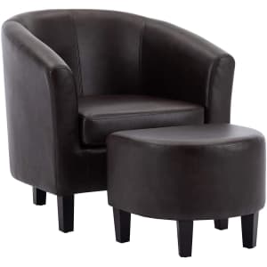 AmazonBasics Barrel Vegan Leather Accent Chair w/ Ottoman for $190 AmazonBasics Barrel Vegan Leather Accent Chair w/ Ottoman for $190