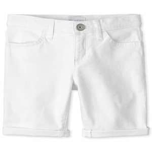 The Children's Place Girls' Denim Skimmer Shorts, White, 12 for $15