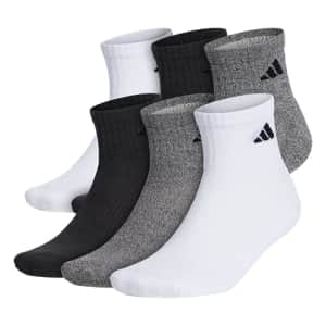 adidas Athletic Cushioned Quarter Socks (6-Pair) for $18 adidas Athletic Cushioned Quarter Socks (6-Pair) for $18