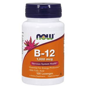 Now Foods NOW Supplements, Vitamin B-12 1,000 mcg with Folic Acid, Nervous System Health*, 100 Chewable for $14