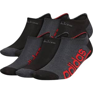 adidas Men's Superlite Linear 3.0 No Show Socks 6-Pair Pack for $10