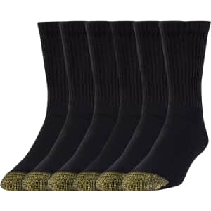 Goldtoe Men's Athletic Crew Socks 6-Pair Pack for $13