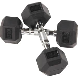 BalanceFrom 10-lb. Rubber Encased Hex Dumbbell Set for $54