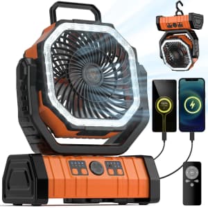 Vosfeel 20,000mAh Portable Rechargeable Camping Fan w/ Hanging Hook for $30