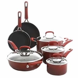 Kenmore Andover Nonstick Forged Aluminum Cookware, 10-Piece Set, Red Gradient for $98 Kenmore Andover Nonstick Forged Aluminum Cookware, 10-Piece Set, Red Gradient for $98
