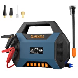 SafeMate PJS03 2,500A 40W 120-PSI Car Jump Starter w/ Air Compressor for $45