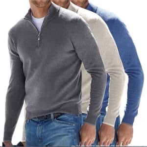 Men's Quarter-Zip Sweater for $8