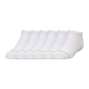 Gold Toe Big Girls' 6-Pack Liner Socks White Small for $16