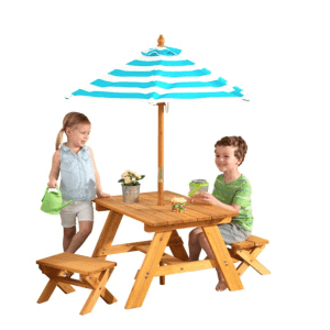 KidKraft Outdoor Wooden Table & Bench Set w/ Striped Umbrella for $66 KidKraft Outdoor Wooden Table & Bench Set w/ Striped Umbrella for $66