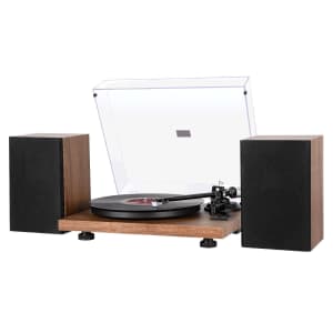 1byone Bluetooth Turntable System with Bookshelf Speakers for $164 1byone Bluetooth Turntable System with Bookshelf Speakers for $164