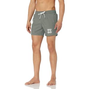 HUGO Script Logo Swim Trunk Balsam Green for $44