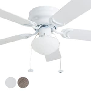 Prominence Home Alvina, 42 Inch Traditional Flush Mount Indoor LED Ceiling Fan with Light, Pull for $64