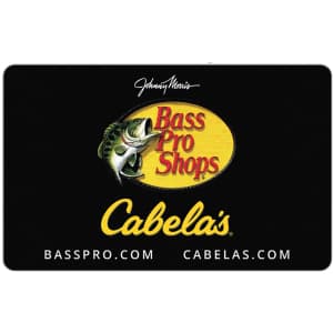 $100 Bass Pro Shops / Cabela's Digital Gift Card: $90 for members
