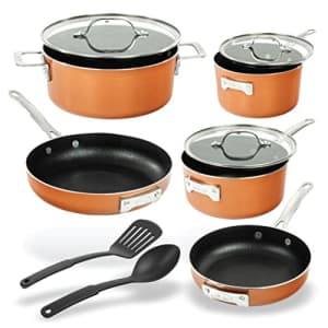 Gotham Steel Pots and Pans Set Nonstick, 10 Piece Space Saving Kitchen Cookware Set with Induction for $150