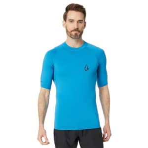 Volcom Men's Standard Solid UPF 50+ Short Sleeve Rashguard, Tidal Blue for $24