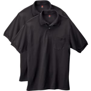 Hanes Men's EcoSmart Short-Sleeve Polo Shirt 2-Pack for $13
