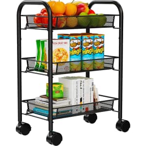 Pipishell 3-Tier Mesh Wire Rolling Utility Cart for $24