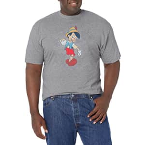 Disney Big & Tall Vintage Pinocchio Men's Tops Short Sleeve Tee Shirt, Athletic Heather, X-Large for $9