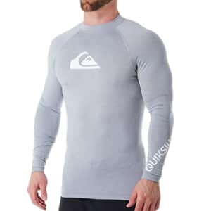 Quiksilver Men's Standard All Time Long Sleeve Rashguard UPF 50 Sun Protection Surf Shirt, Sleet for $21