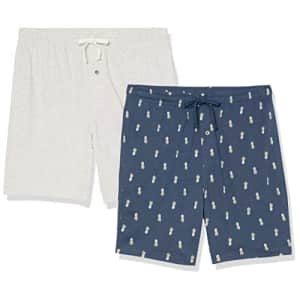 Amazon Essentials Men's Cotton Pajama Shorts, Pack of 2, Indigo/Grey Heather, Pineapple, X-Large for $25