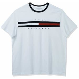Tommy Hilfiger Men's Big and Tall Short Sleeve Logo T-Shirt, Bright White, 2XL-TL for $30