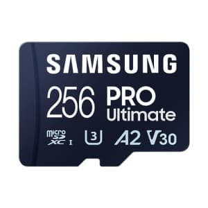 SAMSUNG PRO Ultimate microSD Memory Card + Adapter, 256GB microSDXC, Up to 200 MB/s, 4K UHD, UHS-I, for $46
