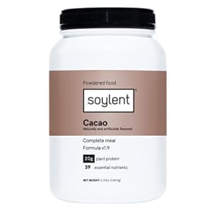 Soylent Complete Nutrition Meal Replacement Protein Powder, Cacao - Plant Based Vegan Protein, 39 for $34