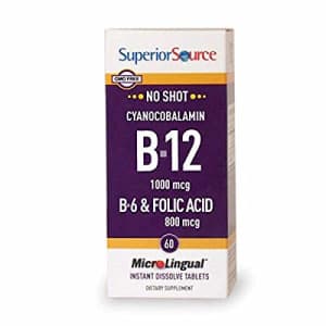 Superior Source B12/B6 /Folic Acid Multivitamin, 1000 mcg/2 mg/800 mcg, 60 Count for $8
