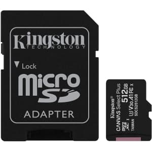 Kingston 512GB Canvas Select Plus microSDXC UHS-I Memory Card w/ Adapter for $41