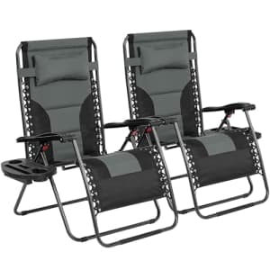 Yaheetech 29" Full Padded Zero Gravity Chair 2-Pack for $69